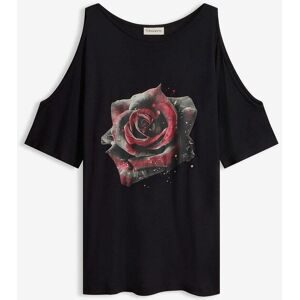 bonprix, bonprix T-Shirt "Cold-Shoulder-Shirt aus Viskose" Cold-Shoulder-Design, Halbarm, lässige Passform, mit Blumen-Print