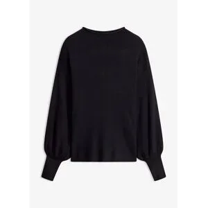 bonprix Strickpullover mit Ballonärmelnschwarz 36Damen