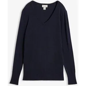 bonprix, bonprix Strickpullover "Feinstrickpullover" aus Baumwollmischung, mit V-Ausschnitt, schmale Passform