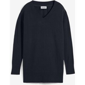 bonprix, bonprix Longpullover "Long-Pullover" Feinstrick-Baumwollmischung, mit V-Ausschnitt, mit Seitenschlitzen