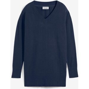 bonprix, bonprix Longpullover "Long-Pullover" Feinstrick-Baumwollmischung, mit V-Ausschnitt, mit Seitenschlitzen