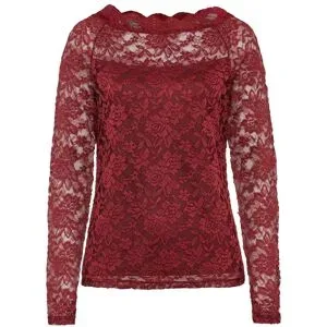 bonprix Spitzen-Langarmshirtrot 48Damen