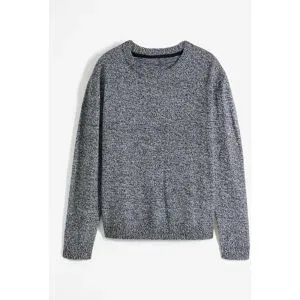 bonprix Strick-Pullover mit Rundhals-Ausschnitt in Melangegrau 48Damen