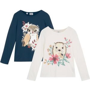 bonprix, bonprix Langarmshirt Packung, 2 Stk. Regular Fit, mit Print, aus Baumwolle, im 2er-Pack