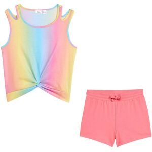 bonprix, bonprix Shorts "Top und Shorts (2-tlg.Set)" aus Polyester und Baumwolle, Regular Fit, mit Farbverlauf