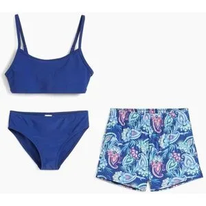 bonprix Bikini + Shorts (3-tlg.Set)blau 140Mädchen