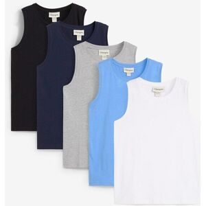 bonprix, bonprix Tanktop Packung, 5er, aus Baumwolle, ärmellos, Regular Fit, im 5er-Pack
