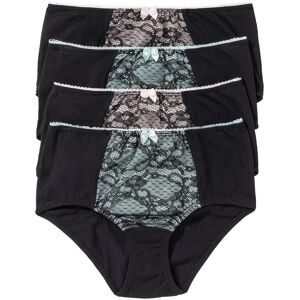 bonprix, bonprix Maxislip Packung, 4 Stk. mit farbigem Spitzeneinsatz, mit Zierschleife, bequeme Passform