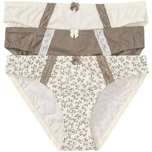 bonprix, bonprix Slip "Slip mit Baumwolle (3er Pack)" Packung, 3 Stk. mit Spitzenborten, mit Zierschleife, aus Baumwolle, 3er Pack