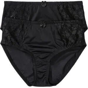 bonprix Maxislip mit zarter Spitze (2er Pack)schwarz 48Damen