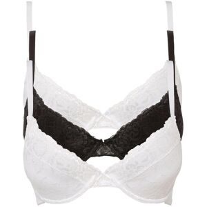 bonprix, bonprix Push-up-BH "Push-up-BH mit feiner Spitze (3er Pack)" Packung, 3er, 3 leicht wattierte Cups, mit feinem Allover-Spitze, mit Baumwollfutter