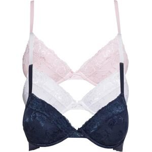 bonprix, bonprix Push-up-BH "Push-up-BH mit feiner Spitze (3er Pack)" Packung, 3er, 3 leicht wattierte Cups, mit feinem Allover-Spitze, mit Baumwollfutter