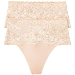 bonprix, bonprix String Packung, 2 Stk. mit breitem Spitzenbund, elastisches Material, figurbetonte Passform