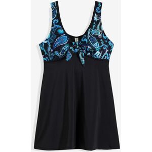 bonprix, bonprix Tankini-Top "Long-Tankinioberteil mit breiten Trägern" breites Long-Tankinioberteil, unifarben mit Druck-Einsätzen