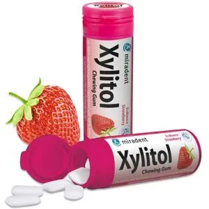 miradent, Miradent Xylitol Zahnpflegekaugummi Erdbeere