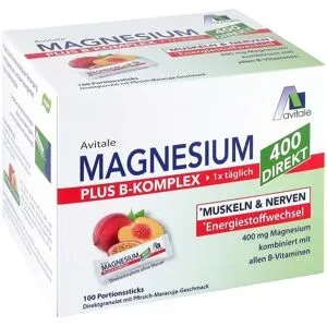 Avitale, Avitale Magnesium 400 + B-Komplex Direktsticks Pfirsich-Maracuja