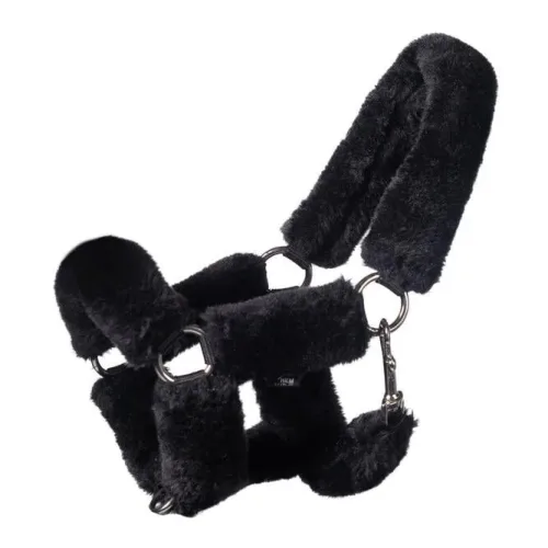 HKM Halfter mit Kunstfell Hobby Horsing - Schwarz -  Grösse: 1 Stück, Farbe: Schwarz