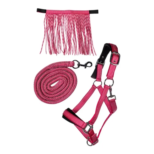 HKM HalfterSet Lilly mit Karabiner & Fliegenfransen - Pink -  Grösse: Pony