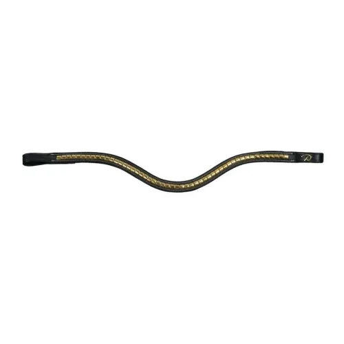 Dy'on Stirnband Brass Clincher geschwungen - schwarz Grösse Pferd: Pony, Farbe: Schwarz
