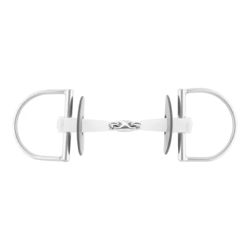 Nathe D-Ring Trense doppelt gebrochen, Ring 75mm - Weiss -  Stärke: 18 mm, Gebisslängegrösse: 13.5 cm