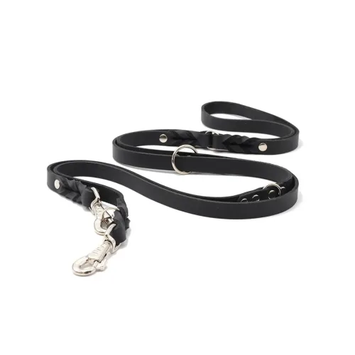 Maul Lederwaren Lederleine Klassik 3m - Schwarz/Silber -  Farbe: Schwarz/Silber, Länge: 3m / 20mm