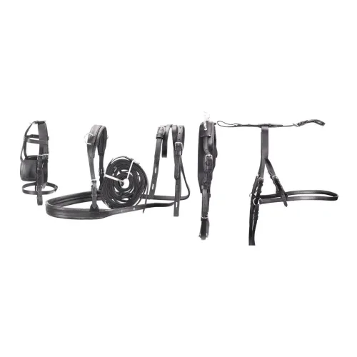 Umbria Equitazione Kutschgeschirr Set Leder Basic - für Ponys - Schwarz -  Grösse Pferd: Mini Mini Shetty