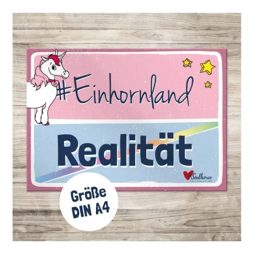 Soulhorse Dekoschild “Einhornland” - Rosa -