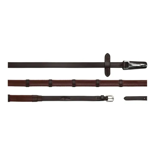 Dy'on 5/8 Gummizügel mit Lederschlaufen und Karabiner - Braun -  Farbe: Braun, Grösse: Pony