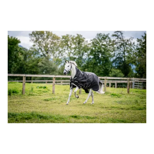 Horseware Weidedecke Rambo 1680D Wug Turnout 50g - Black/Thunderstorm Grey&Silver -  Grösse Pferdedecke: 145 cm