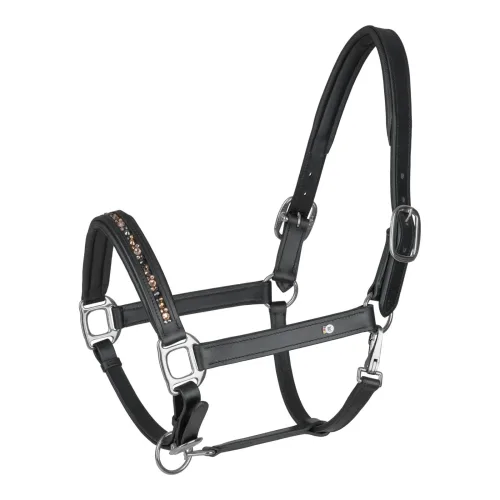Waldhausen Lederhalfter Crystal - Schwarz/Grau -  Grösse: WB, Farbe: Schwarz/Grau