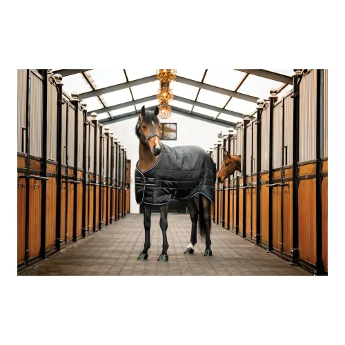 Horseware Stalldecke Easy-Layer 100g - Black/Black & Silver -  Grösse Pferdedecken: 145 cm