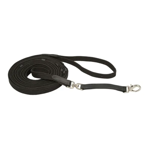 Kerbl Longierleine mit Lederstege 8m - Schwarz -