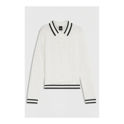 BOSS Equestrian Strick Polo Pam Ajor Damen - Soft Cream -  Grösse: M