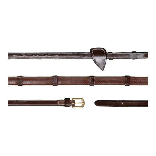 Dy'on Gummizügel mit Lederstegen 16mm - braun Farbe: Braun, Grösse Pferd: Full
