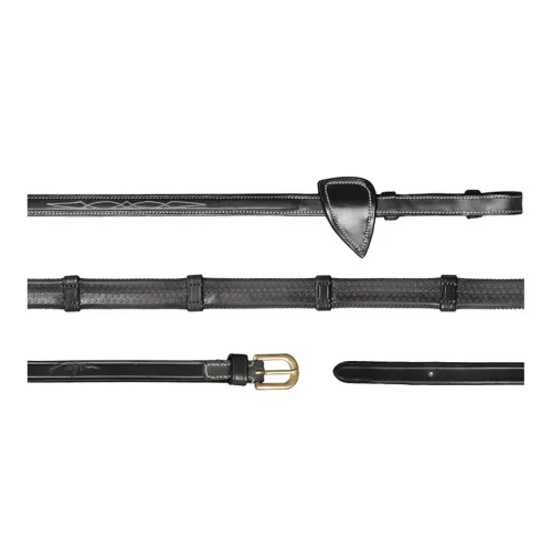 Dy'on Gummizügel mit Lederstegen 16mm - schwarz Grösse Pferd: Full, Farbe: Schwarz
