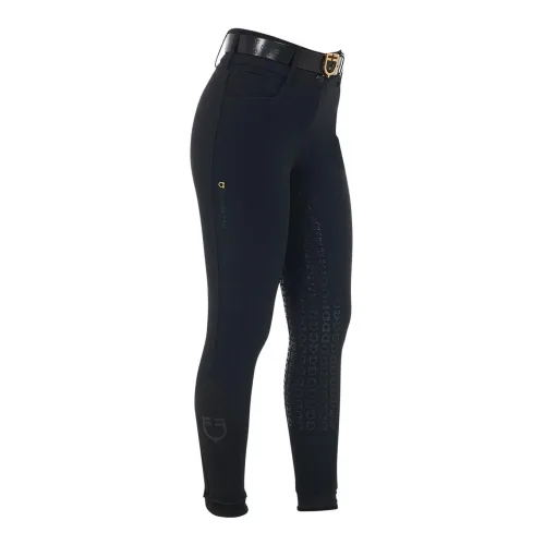 Equestro Winterreithose Highwaist Kniebesatz Damen - Schwarz -  Kleidergrösse Damen DE/IT: DE: 36 / IT: 42