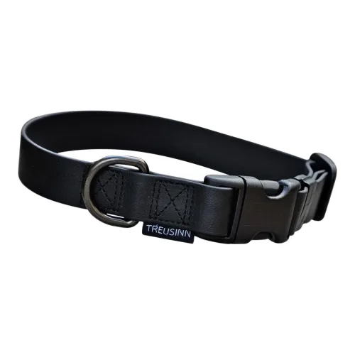 Treusinn. Hundehalsband verstellbar Biothane STAY - schwarz Groessen: 16 mm / S, 20-30 cm