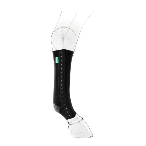 EquiCrown Kompressionsbandage fit - hinten, Hakenverschluss - grau - Schwarz/Grau -  Equicrown Kompressionsbandagen: links, kurz, 3