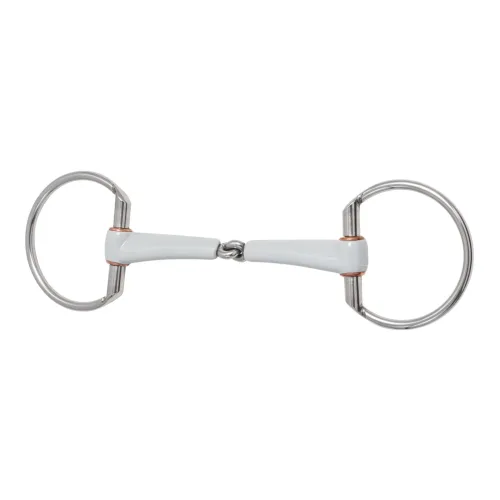 Beris Gebisse Olivenkopfgebiss medium - einfach gebrochen Ring 7,5cm - Weiss/Silber -  Gebisslängegrösse: 14.5 cm