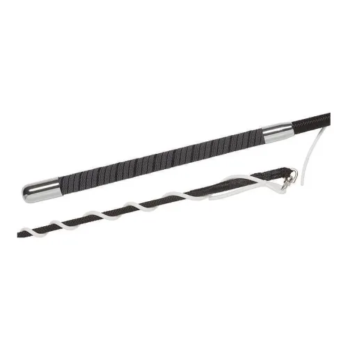 Fleck Longierpeitsche/ Nylongespinst mit Wickelgriff und Silikonschlag - Schwarz -