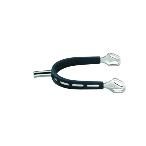 Sprenger ULTRA fit EXTRA GRIP Edelstahlsporen - mit Balkenhol Schlaufe - 25mm Dorn rechtwinklig - Silber/Schwarz -