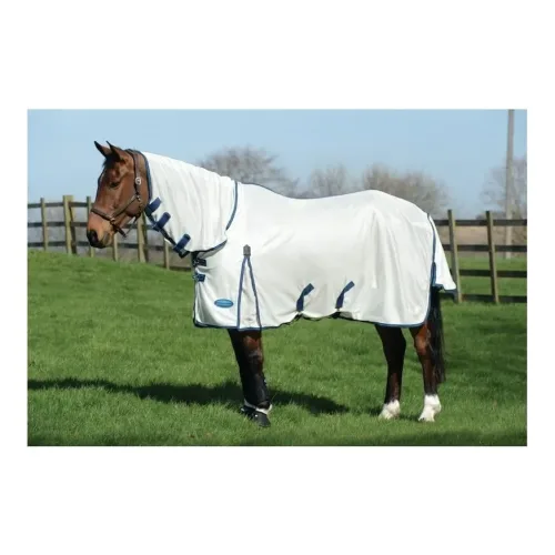 Weatherbeeta Fliegendecke Airflow II Combo - grau/blue Grösse Pferdedecken: 105 cm