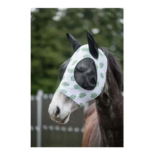 HKM Fliegenschutzmaske Avocado - Weiss/Lila -  Grösse Pferd: Pony