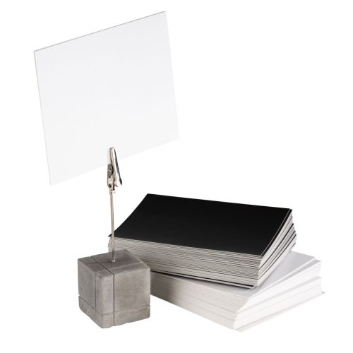 APS Kartenhalter Beton eckig; 3x3x12 cm (LxBxH); weiss; 4 Stück / Pack