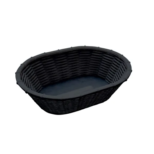 APS Brot- und Obstkorb Wicker-Look oval; 23x17x6.5 cm (LxBxH); schwarz; oval