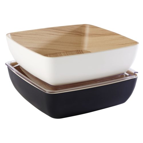 APS Schale FRIDA, Melamin, eckig; 2650 ml, 25x25x7.5 cm (LxBxH); beige/schwarz; quadratisch