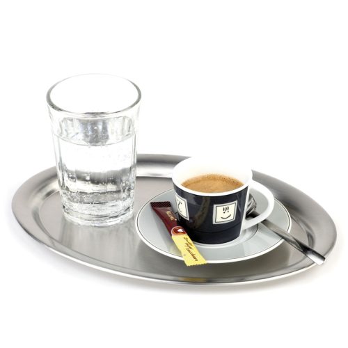 APS Serviertablett KAFFEEHAUS, Edelstahl, oval, matt; 26.5x19.5x1.5 cm (LxBxH); silber; oval