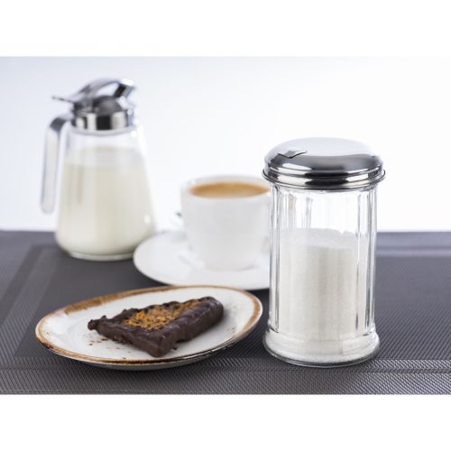 APS Zuckerdosierer mit Dosierklappe; 320 ml, 7.5x13.5 cm (ØxH); silber/transparent; rund