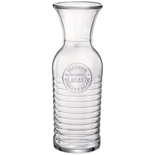 Bormioli Rocco Glas-Karaffe Officina mit Eichstrich; 1183 ml, 9.6x27.5 cm (ØxH); transparent; 1 l Eichstrich, 6 Stück / Pack