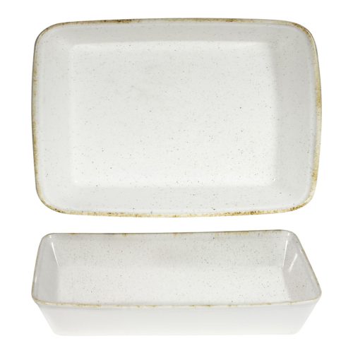 Churchill Buffetschale Stonecast Hints Barley White rechteckig; 3500 ml, 38x25x6.2 cm (LxBxH); weiss/braun; rechteckig; 4 Stück / Pack